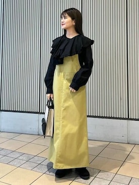 「ピスタチオ」｜「アイテム（ジャンパースカート）」を使った、B:MING by BEAMS WOMENさん（レディース・158cm）の冬コーディネート