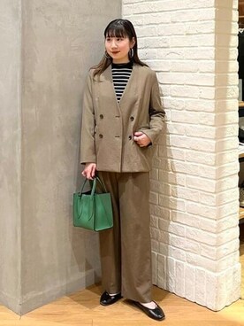 「BEAMS」｜「アイテム（ノーカラージャケット）」を使った、B:MING by BEAMS WOMENさん（レディース・158cm）の春コーディネート