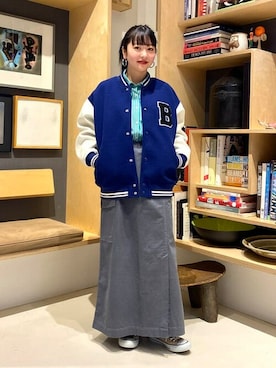 「BEAMS」｜「アイテム（スタジャン）」を使った、B:MING by BEAMS WOMENさん（レディース・157cm）の春コーディネート