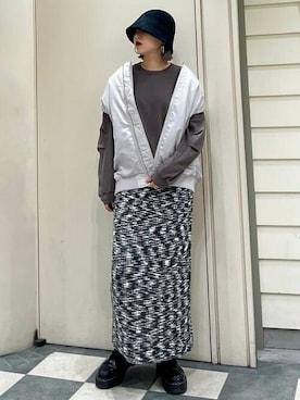 「ハット」｜「アイテム（MA-1）」を使った、B:MING by BEAMS WOMENさん（レディース・166cm）の秋コーディネート