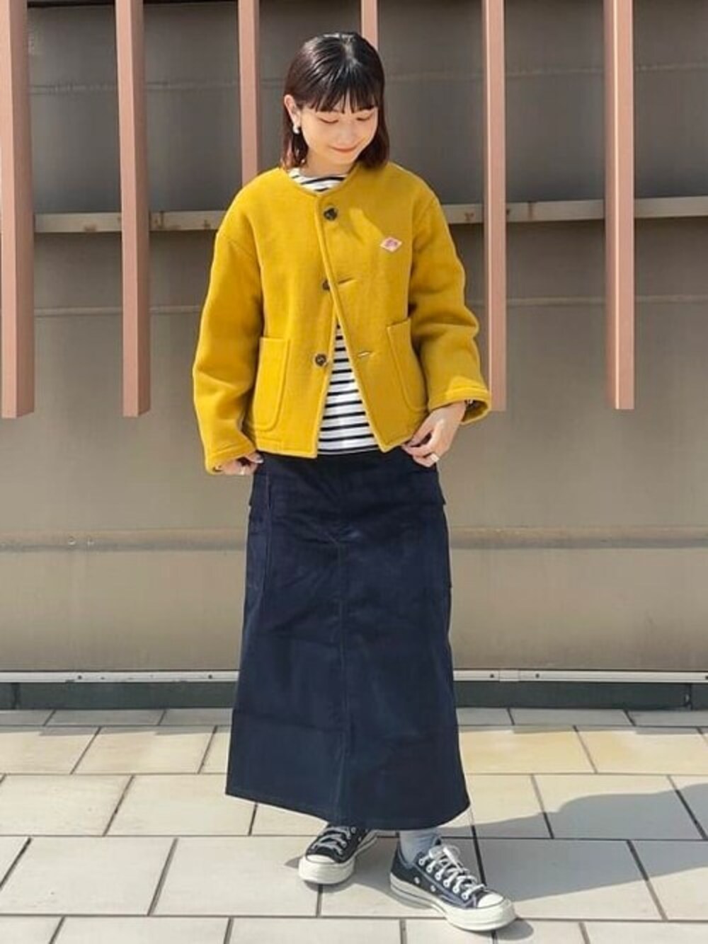 DANTON ノーカラーウールジャケット 34 マスタード DANTON ノーカラーウールジャケット 34 マスタード 【公式通販】