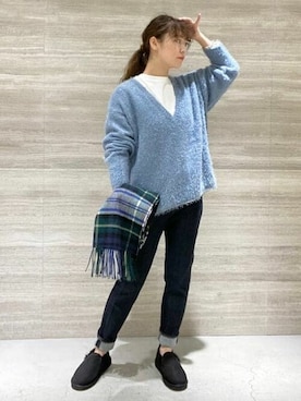 B:MING by BEAMS WOMENさんの「TWEED MILL / チェック ウール ストール」を使ったコーディネート