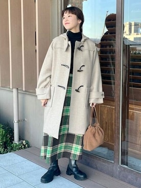 「タートルネック」｜「アイテム（ダッフルコート）」を使った、B:MING by BEAMS WOMENさん（レディース・157cm）の冬コーディネート