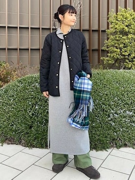 「チェックマフラー」｜「アイテム（ジャケット/アウター）」を使った、B:MING by BEAMS WOMENさん（レディース・160cm）の冬コーディネート