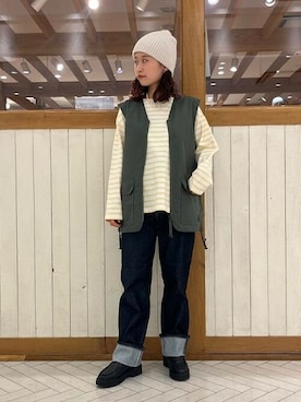 「ニットキャップ」｜「アイテム（キャップ）」を使った、B:MING by BEAMS WOMENさん（レディース・153cm）の冬コーディネート