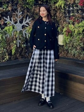 「ニットカーディガン」｜「アイテム（ノーカラージャケット）」を使った、B:MING by BEAMS WOMENさん（レディース・166cm）の春コーディネート