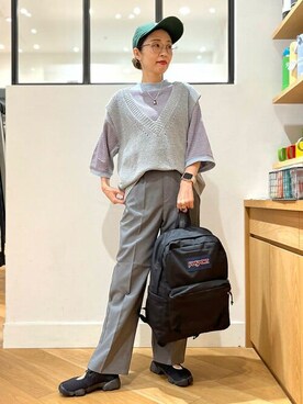 「LOGAN knitting mills（ローガンニッティングミルズ）のアイテム」を使った、B:MING by BEAMS WOMENさん（レディース・151cm）の秋コーディネート