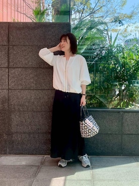 「女子会」｜「アイテム（ブルゾン）」を使った、erさん（レディース・161cm）の春コーディネート