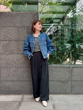「アイテム（ノーカラージャケット）」を使った、erさん（レディース・161cm）の秋コーディネート