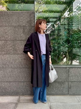 「アイテム（ノーカラーコート）」を使った、erさん（レディース・161cm）の秋コーディネート