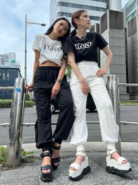 「EGOIST（エゴイスト）のアイテム（スウェットパンツ）」を使った、EGOIST staffさん（レディース・159cm）の夏コーディネート