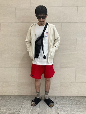 「アイテム（パーカー）」を使った、佐藤さん（メンズ・170cm）の春コーディネート