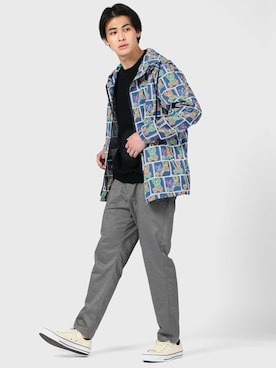 「アイテム（マウンテンパーカー、ブルー系）」を使った、Psycho Bunny officialさん（メンズ・183cm）の夏コーディネート