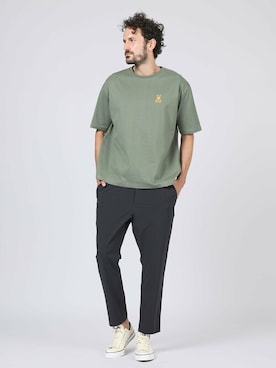 「アイテム（スラックス）」を使った、Psycho Bunny officialさん（メンズ・186cm）の秋コーディネート