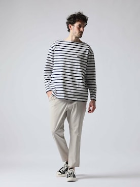 「アイテム（スラックス）」を使った、Psycho Bunny officialさん（メンズ・186cm）の冬コーディネート