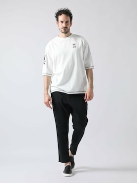 「アイテム（スラックス）」を使った、Psycho Bunny officialさん（メンズ・186cm）の春コーディネート