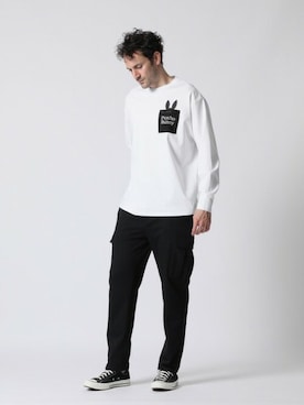 「アイテム（カーゴパンツ）」を使った、Psycho Bunny officialさん（メンズ・186cm）の冬コーディネート