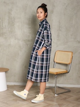 「シャツワンピース」｜Psycho Bunny officialさん（レディース・165cm）の冬コーディネート