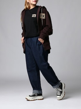 「インディゴデニム」｜Psycho Bunny officialさん（レディース・156cm）の秋コーディネート