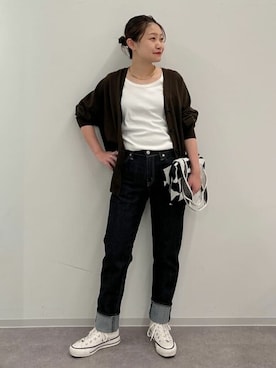 「EDWIN（エドウィン）のアイテム（デニムパンツ）」を使った、sayakaさん（レディース・153cm）の秋コーディネート