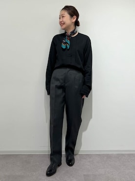 「アイテム（バンダナ/スカーフ）」を使った、sayakaさん（レディース・153cm）の秋コーディネート