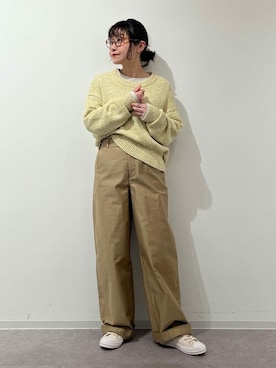 「human woman（ヒューマンウーマン）の◆コンパクトライトモールスキンパンツ（その他パンツ）」を使った、sayakaさん（レディース・153cm）の冬コーディネート