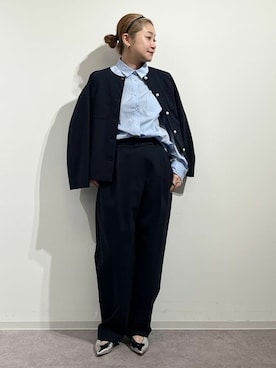 「アイテム（ノーカラージャケット）」を使った、sayakaさん（レディース・153cm）の春コーディネート