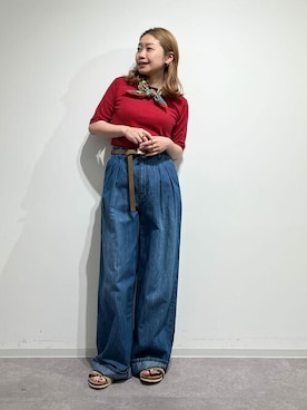 「アイテム（バンダナ/スカーフ）」を使った、sayakaさん（レディース・153cm）の春コーディネート