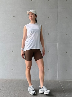 「アイテム（レッグウェア、ブラウン系）」を使った、Julierさん（レディース・163cm）の夏コーディネート