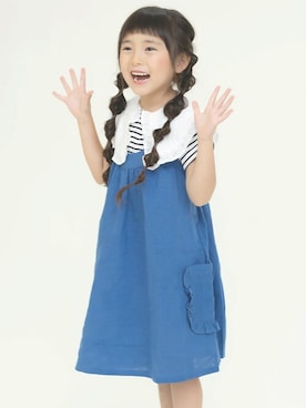 「ブルーコーデ」｜「アイテム（ジャンパースカート）」を使った、DIL baby&kids shopさん（キッズ・110cm）の春コーディネート