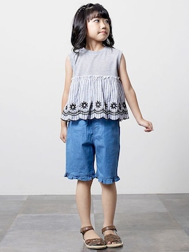 「la poche biscuit（ラポシェビスキュイ）のアイテム（トップス）」を使った、DIL baby&kids shopさん（キッズ・111cm）の春コーディネート