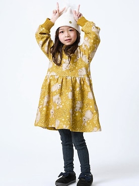 「la poche biscuit（ラポシェビスキュイ）のアイテム（帽子）」を使った、DIL baby&kids shopさん（キッズ・110cm）の秋コーディネート
