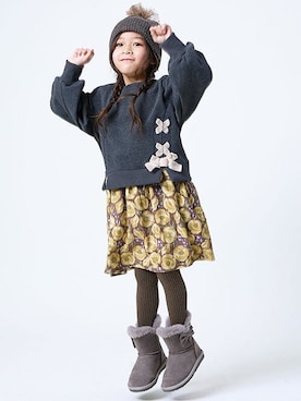 「la poche biscuit（ラポシェビスキュイ）のアイテム（帽子）」を使った、DIL baby&kids shopさん（キッズ・106cm）の秋コーディネート