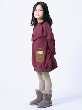 「la poche biscuit（ラポシェビスキュイ）のアイテム（ワンピース/ドレス）」を使った、DIL baby&kids shopさん（キッズ・115cm）の秋コーディネート