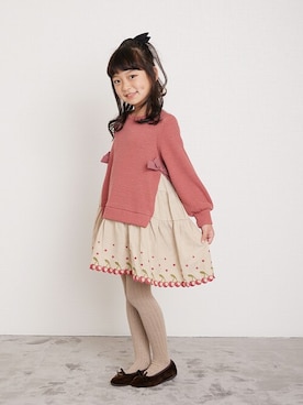 「la poche biscuit（ラポシェビスキュイ）のアイテム（ワンピース/ドレス）」を使った、DIL baby&kids shopさん（キッズ・120cm）の冬コーディネート