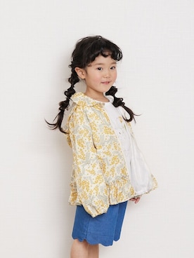 「花柄」｜「アイテム（ナイロンジャケット）」を使った、DIL baby&kids shopさん（キッズ・107cm）の冬コーディネート
