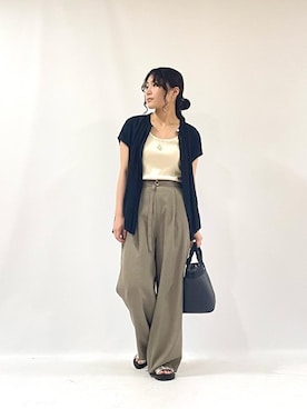 「ワイドパンツ 」｜「アイテム（パンツ）」を使った、KAOさん（レディース・158cm）の夏コーディネート