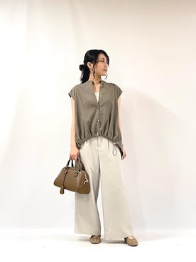 「ワイドパンツ 」｜「アイテム（パンツ）」を使った、KAOさん（レディース・158cm）の夏コーディネート