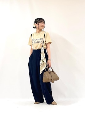「アイテム（財布/小物、ベージュ系）」を使った、KAOさん（レディース・158cm）の夏コーディネート