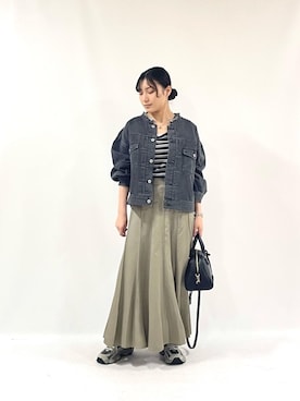 「アイテム（ノーカラージャケット）」を使った、KAOさん（レディース・158cm）の夏コーディネート