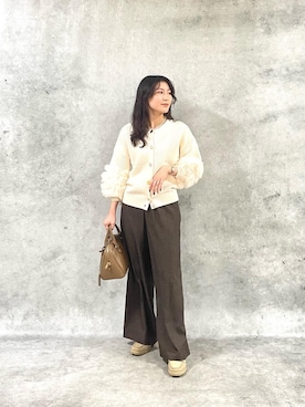 「アイテム（ボストンバッグ、ベージュ系）」を使った、KAOさん（レディース・158cm）の秋コーディネート