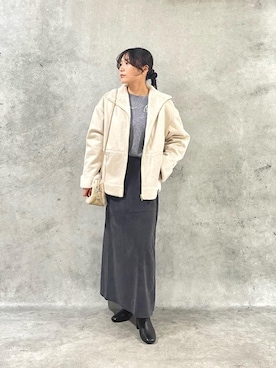 「アイテム（ムートンコート）」を使った、KAOさん（レディース・158cm）の秋コーディネート