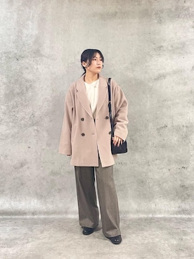 「アイテム（チェスターコート）」を使った、KAOさん（レディース・158cm）の冬コーディネート