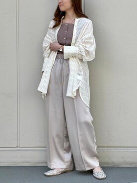 「ELVENCE DEUX（エルベンスドゥ）のアイテム（パンツ）」を使った、ELVENCE DEUXさん（レディース・155cm）の春コーディネート