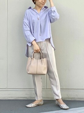 「ELVENCE DEUX（エルベンスドゥ）のアイテム（パンツ）」を使った、ELVENCE DEUXさん（レディース・160cm）の春コーディネート