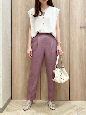 「ELVENCE DEUX（エルベンスドゥ）のアイテム（パンツ）」を使った、ELVENCE DEUXさん（レディース・155cm）の春コーディネート
