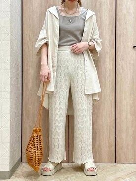 「ELVENCE DEUX（エルベンスドゥ）のアイテム（パンツ）」を使った、ELVENCE DEUXさん（レディース・155cm）の夏コーディネート