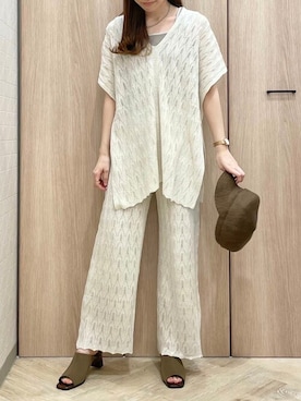 「ELVENCE DEUX（エルベンスドゥ）のアイテム（パンツ）」を使った、ELVENCE DEUXさん（レディース・155cm）の夏コーディネート
