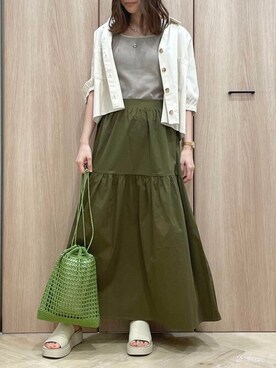 「ELVENCE DEUX（エルベンスドゥ）のアイテム（スカート）」を使った、ELVENCE DEUXさん（レディース・155cm）の夏コーディネート