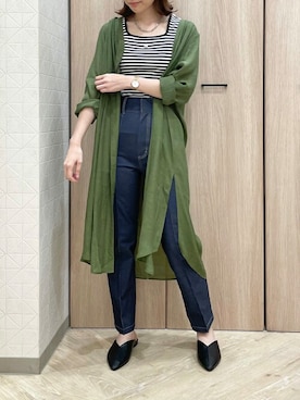 「ELVENCE DEUX（エルベンスドゥ）のアイテム（シャツワンピース）」を使った、ELVENCE DEUXさん（レディース・155cm）の夏コーディネート